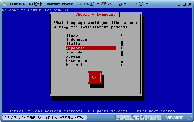 インストール時の言語 インストール時の言語