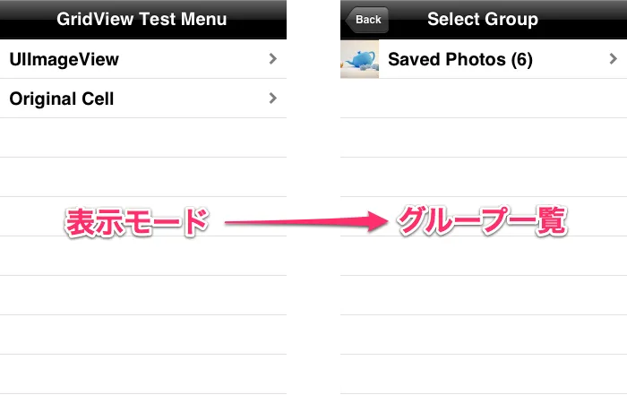 表示モードとグループ選択