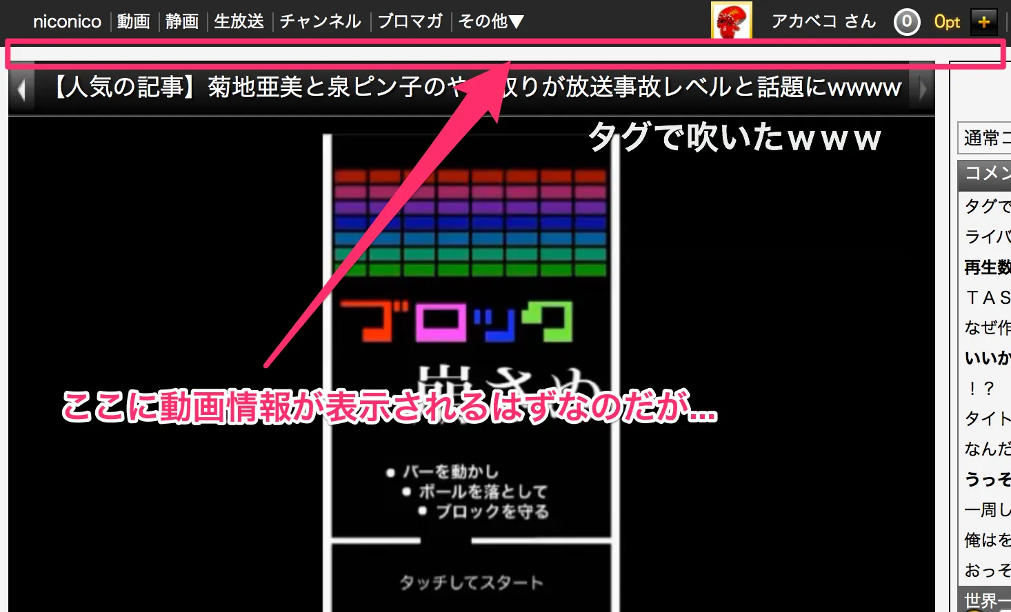 動画情報が表示されない